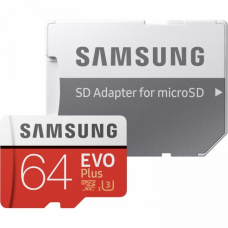 Карта памяти microSD Samsung Evo Plus (U3) 64 Гб с переходником SD